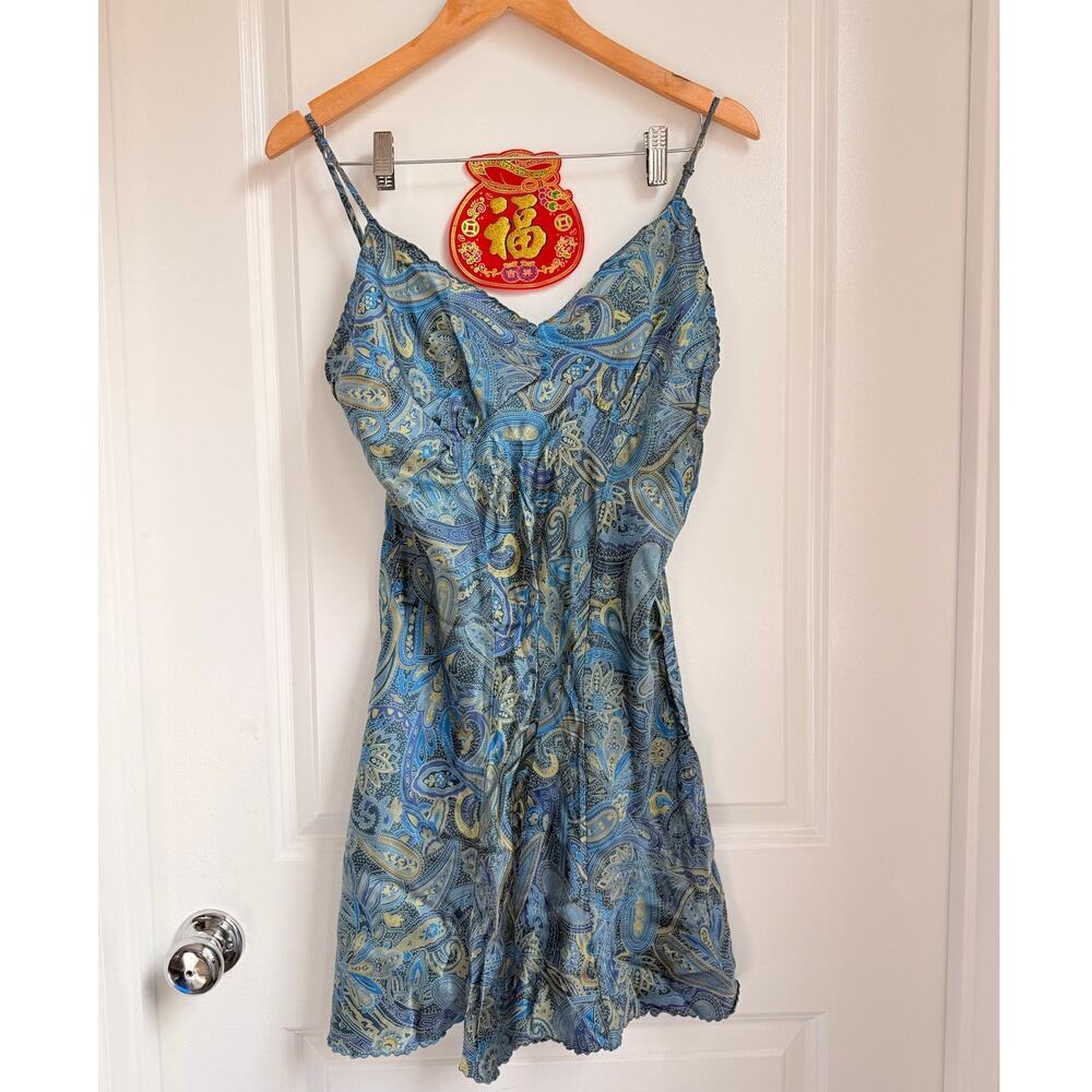 Victoria's Secret 70s 100% Silk Paisley Slip Dress Spring Y2K Retro Floral Large